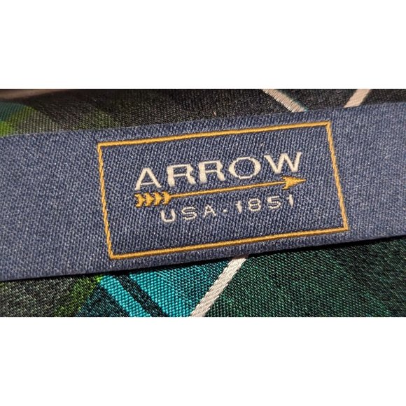 Arrow Green Plaid Men's Neck Tie - Picture 2 of 3